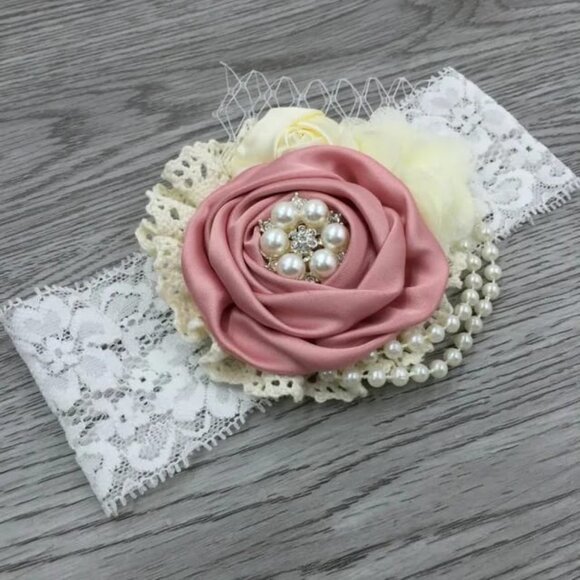 Flower Headband Baby Girl Vintage - Baby Girls Accesories - Picture 1 of 1